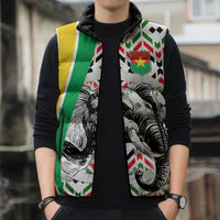 Burkina Faso Sleeveless Puffer Jacket with Red Green Black Geometric Design - Wonder Print Shop