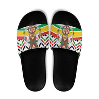 Burkina Faso Slide Sandals with Red Green Black Geometric Design - Wonder Print Shop