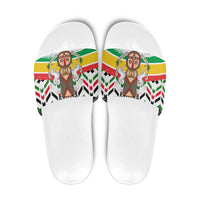 Burkina Faso Slide Sandals with Red Green Black Geometric Design - Wonder Print Shop