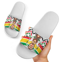 Burkina Faso Slide Sandals with Red Green Black Geometric Design - Wonder Print Shop