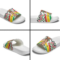 Burkina Faso Slide Sandals with Red Green Black Geometric Design - Wonder Print Shop