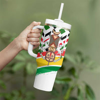 Burkina Faso Tumbler With Handle with Red Green Black Geometric Design - Wonder Print Shop