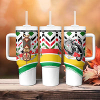 Burkina Faso Tumbler With Handle with Red Green Black Geometric Design - Wonder Print Shop