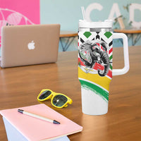 Burkina Faso Tumbler With Handle with Red Green Black Geometric Design - Wonder Print Shop