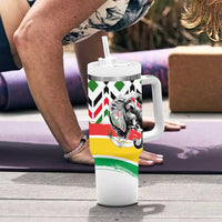 Burkina Faso Tumbler With Handle with Red Green Black Geometric Design - Wonder Print Shop