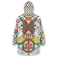Burkina Faso Wearable Blanket Hoodie with Red Green Black Geometric Design - Wonder Print Shop