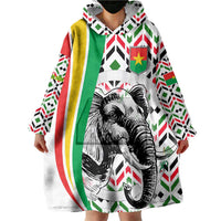 Burkina Faso Wearable Blanket Hoodie with Red Green Black Geometric Design - Wonder Print Shop