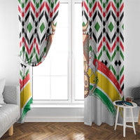 Burkina Faso Window Curtain with Red Green Black Geometric Design - Wonder Print Shop