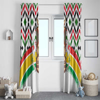 Burkina Faso Window Curtain with Red Green Black Geometric Design - Wonder Print Shop