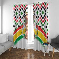 Burkina Faso Window Curtain with Red Green Black Geometric Design - Wonder Print Shop