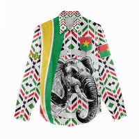 Burkina Faso Women Casual Shirt with Red Green Black Geometric Design - Wonder Print Shop