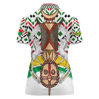Burkina Faso Women Polo Shirt with Red Green Black Geometric Design - Wonder Print Shop