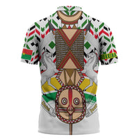 Burkina Faso Zipper Polo Shirt with Red Green Black Geometric Design - Wonder Print Shop