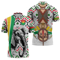 Burkina Faso Zipper Polo Shirt with Red Green Black Geometric Design - Wonder Print Shop