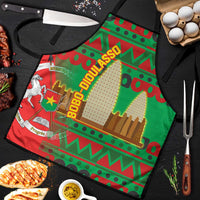 Burkina Faso Apron with Red Green Tribal Design and Bobo Dioulasso Landmark - Wonder Print Shop