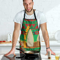Burkina Faso Apron with Red Green Tribal Design and Bobo Dioulasso Landmark - Wonder Print Shop