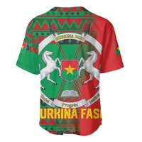 Burkina Faso Baseball Jersey with Red Green Tribal Design and Bobo Dioulasso Landmark - Wonder Print Shop