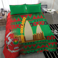Burkina Faso Bedding Set with Red Green Tribal Design and Bobo Dioulasso Landmark - Wonder Print Shop