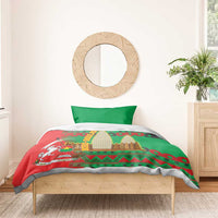 Burkina Faso Bedding Set with Red Green Tribal Design and Bobo Dioulasso Landmark - Wonder Print Shop
