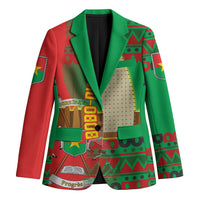 Burkina Faso Blazer with Red Green Tribal Design and Bobo Dioulasso Landmark - Wonder Print Shop