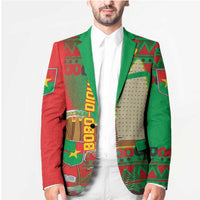 Burkina Faso Blazer with Red Green Tribal Design and Bobo Dioulasso Landmark - Wonder Print Shop