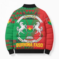 Burkina Faso Bomber Puffer Jacket with Red Green Tribal Design and Bobo Dioulasso Landmark - Wonder Print Shop