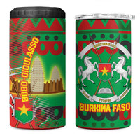 Burkina Faso 4 in 1 Can Cooler Tumbler with Red Green Tribal Design and Bobo Dioulasso Landmark - Wonder Print Shop