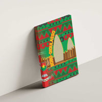 Burkina Faso Canvas Wall Art with Red Green Tribal Design and Bobo Dioulasso Landmark - Wonder Print Shop