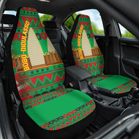 Burkina Faso Car Seat Cover with Red Green Tribal Design and Bobo Dioulasso Landmark - Wonder Print Shop