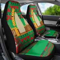 Burkina Faso Car Seat Cover with Red Green Tribal Design and Bobo Dioulasso Landmark - Wonder Print Shop