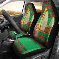Burkina Faso Car Seat Cover with Red Green Tribal Design and Bobo Dioulasso Landmark - Wonder Print Shop