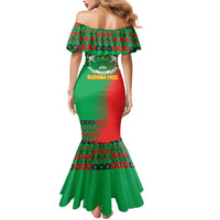 Burkina Faso Family Matching Mermaid Dress and Hawaiian Shirt with Red Green Tribal Design and Bobo Dioulasso Landmark - Wonder Print Shop