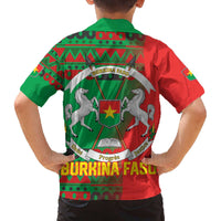 Burkina Faso Family Matching Off The Shoulder Long Sleeve Dress and Hawaiian Shirt with Red Green Tribal Design and Bobo Dioulasso Landmark - Wonder Print Shop