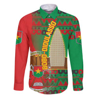 Burkina Faso Family Matching Off The Shoulder Long Sleeve Dress and Hawaiian Shirt with Red Green Tribal Design and Bobo Dioulasso Landmark - Wonder Print Shop