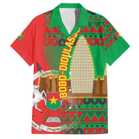 Burkina Faso Family Matching Off Shoulder Maxi Dress and Hawaiian Shirt with Red Green Tribal Design and Bobo Dioulasso Landmark - Wonder Print Shop
