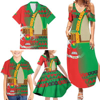 Burkina Faso Family Matching Summer Maxi Dress and Hawaiian Shirt with Red Green Tribal Design and Bobo Dioulasso Landmark - Wonder Print Shop