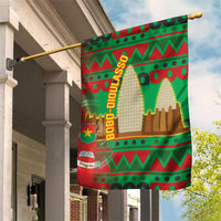 Burkina Faso Garden Flag with Red Green Tribal Design and Bobo Dioulasso Landmark - Wonder Print Shop