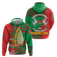 Burkina Faso Hoodie with Red Green Tribal Design and Bobo Dioulasso Landmark - Wonder Print Shop