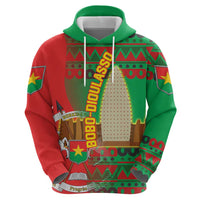 Burkina Faso Hoodie with Red Green Tribal Design and Bobo Dioulasso Landmark - Wonder Print Shop