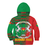 Burkina Faso Kid Hoodie with Red Green Tribal Design and Bobo Dioulasso Landmark - Wonder Print Shop