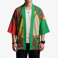Burkina Faso Kimono with Red Green Tribal Design and Bobo Dioulasso Landmark - Wonder Print Shop