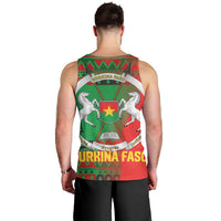 Burkina Faso Men Tank Top with Red Green Tribal Design and Bobo Dioulasso Landmark - Wonder Print Shop
