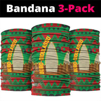 Burkina Faso Neck Gaiter with Red Green Tribal Design and Bobo Dioulasso Landmark TS04