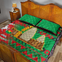 Burkina Faso Quilt Bed Set with Red Green Tribal Design and Bobo Dioulasso Landmark - Wonder Print Shop