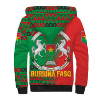 Burkina Faso Sherpa Hoodie with Red Green Tribal Design and Bobo Dioulasso Landmark - Wonder Print Shop