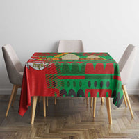 Burkina Faso Tablecloth with Red Green Tribal Design and Bobo Dioulasso Landmark - Wonder Print Shop