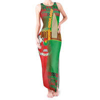 Burkina Faso Tank Maxi Dress with Red Green Tribal Design and Bobo Dioulasso Landmark - Wonder Print Shop