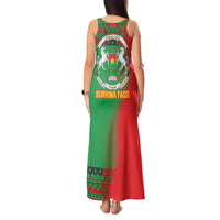 Burkina Faso Tank Maxi Dress with Red Green Tribal Design and Bobo Dioulasso Landmark - Wonder Print Shop