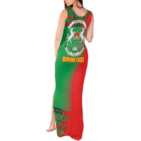 Burkina Faso Tank Maxi Dress with Red Green Tribal Design and Bobo Dioulasso Landmark - Wonder Print Shop