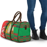 Burkina Faso Travel Bag with Red Green Tribal Design and Bobo Dioulasso Landmark - Wonder Print Shop